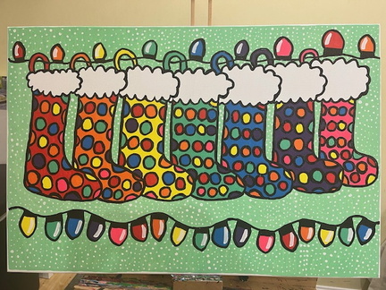 Seven Polka Dot Christmas Stockings