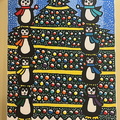 Eight Penguins Decorating Tree