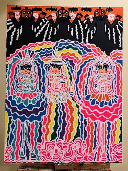 Three Unicorns And The Jack O' Lantern Ghosts.jpg