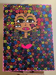 Lady Wearing Rainbow Flowers