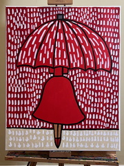 Red Umbrella In The Rain