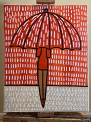 Orange Umbrella In The Rain