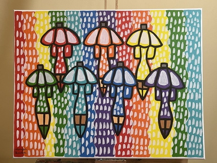 Seven Umbrellas In The Rain